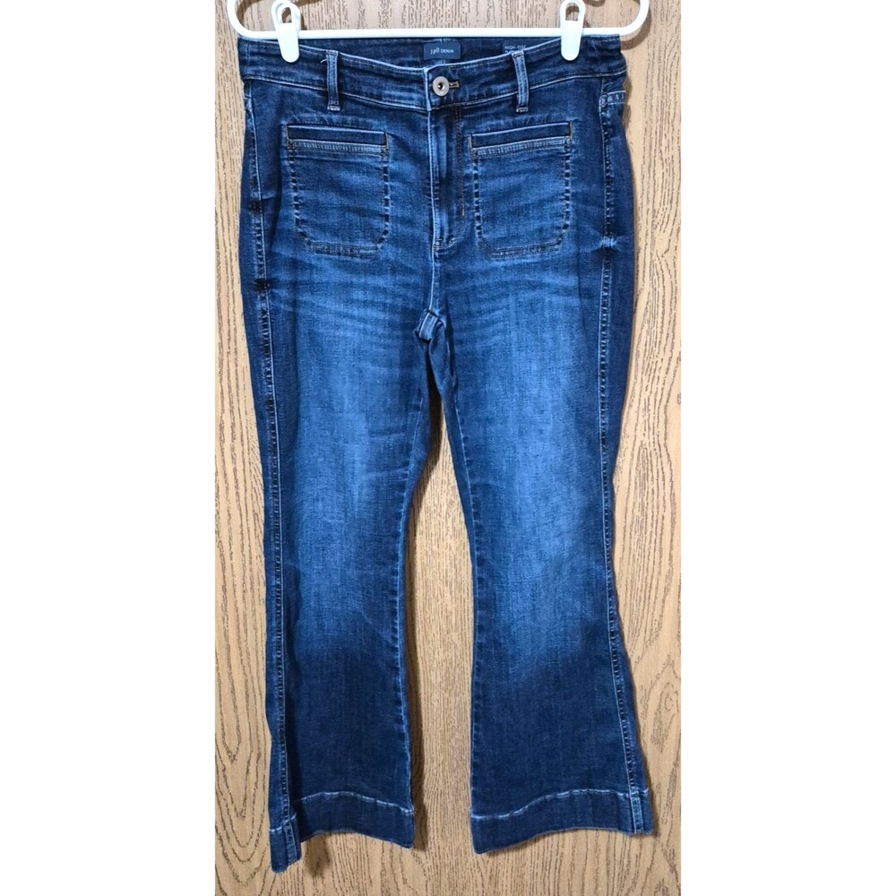 J. Jill Denim High Rise Mid Blue Denim Front Pockets Zip Up Jeans Size 8